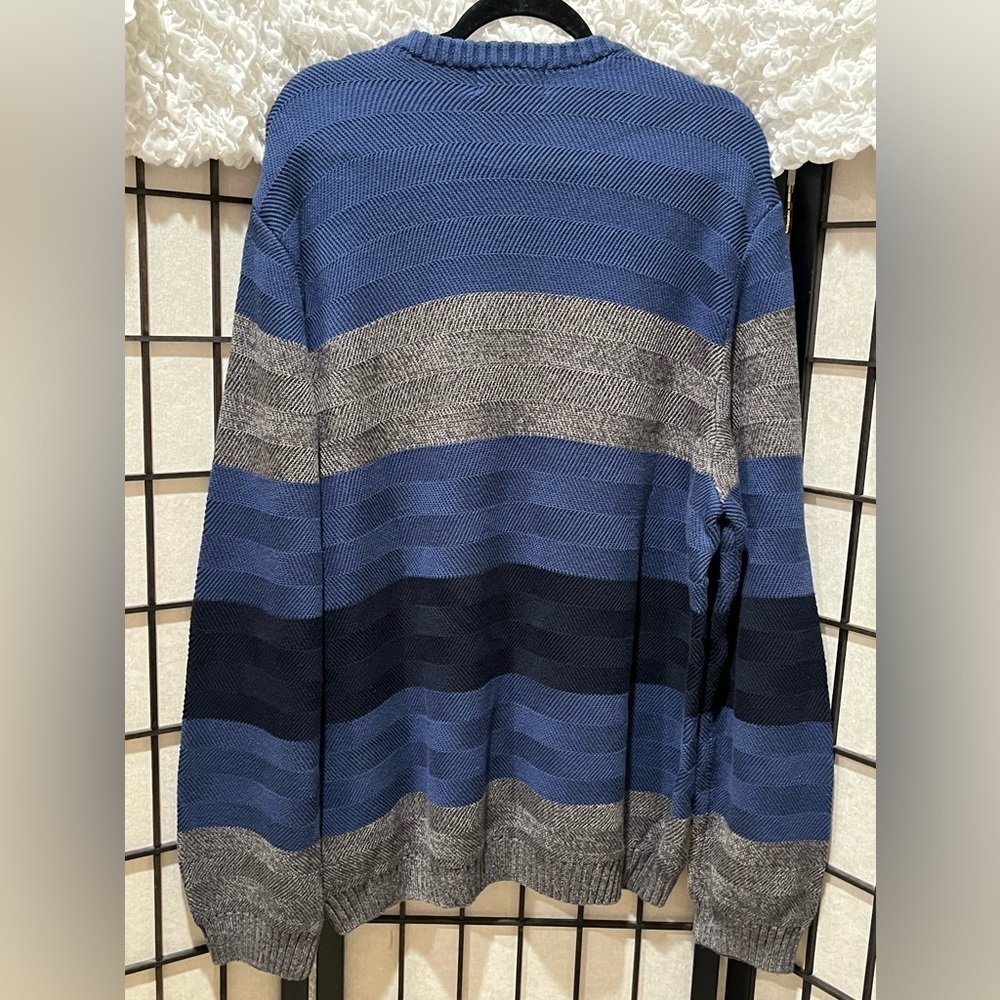 Ralph Lauren Chaps VINTAGE Navy STRIPE CREWNECK Sweater, CLASSIC, MENS SIZE XL - Picture 6 of 7